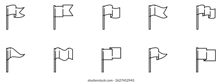 Flag icon. Waving flag icon. Different flag icons set. Vector Illustration. 