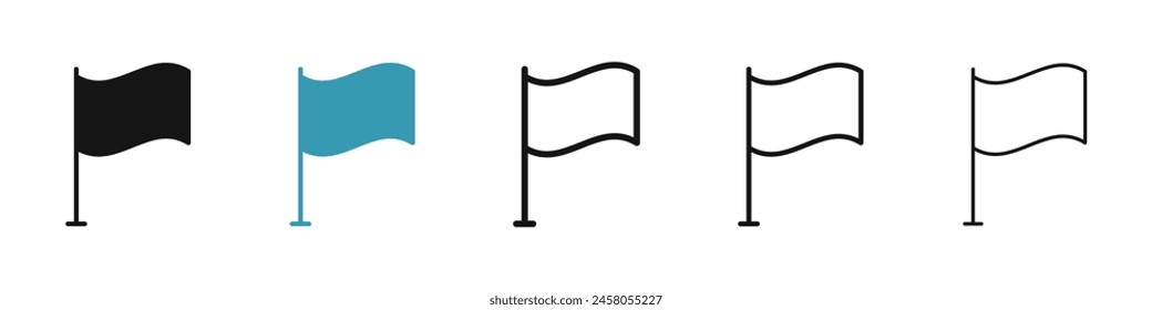 Flag Icon. Waving Flag on Pole Vector Icon for UI Designs.
