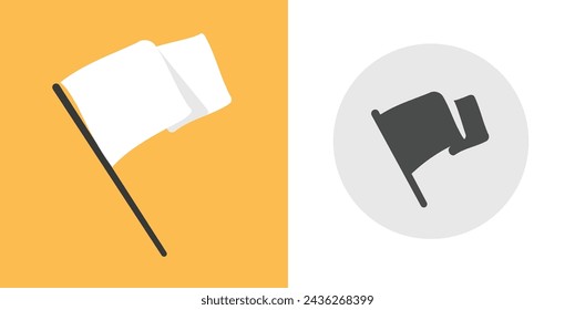 Icono de la bandera que ondea el símbolo vector simple pictograma conjunto de ilustración, silueta plana de dibujos animados de forma de colgante logotipo blanco negro, signo de polo de inicio de fin, bandera de rendición imagen gráfica clipart