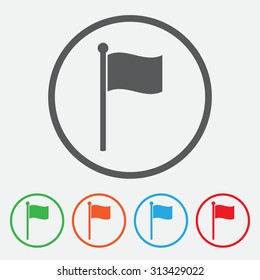 flag icon website mark map sign symbol element.  Round Button Collection. 