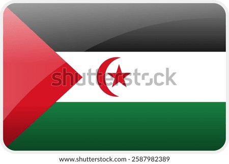 Flag Icon of Western Sahara Country,National Vector Flag Iconic Symbol and Colors of Western Sahara flag.