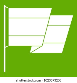 Flag icon white isolated on green background. Vector illustration