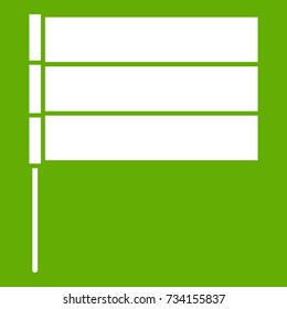 Flag icon white isolated on green background. Vector illustration