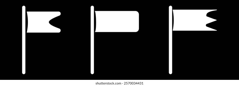 Flag icon. white flag icon on black background.