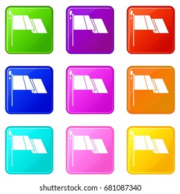 Flag icons of 9 color set isolated vector illustration