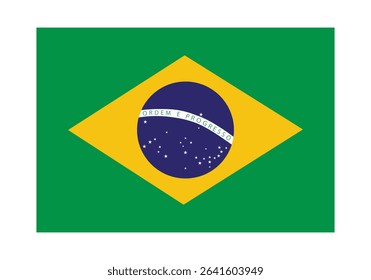 Flag icons of Brazil. Brazil Official National Flag. Flat Digital Vector Illustration of  Brazil Flag and National Emblem. Rectangular  Brazil Flag Icon – Standard Size and Colors.

