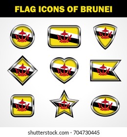 Flag Icons of Brunei Stock vector graphic