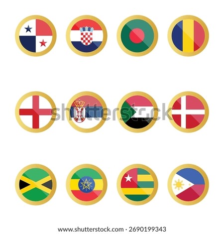 Flag Icons Buttons England Denmark