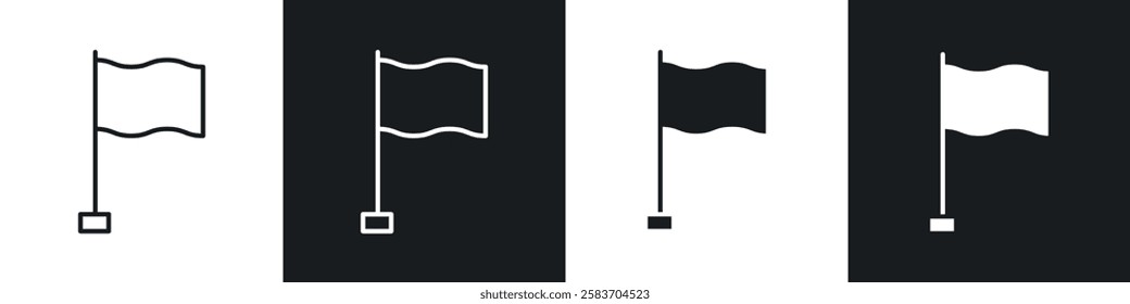 Flag icons collection in black and white filled and line versions