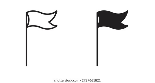 Colección de iconos de banderas. Iconos planos lineales delgados y negros