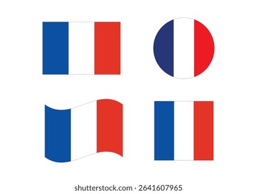 Flag icons of France. France Official National Flag. Flat Digital Vector Illustration of  France Flag and National Emblem. Rectangular  France Flag Icon – Standard Size and Colors.
