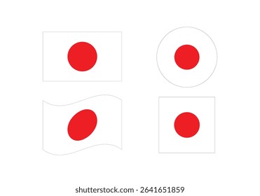 Flag icons of Japan. Japan Official National Flag. Flat Digital Vector Illustration of  Japan Flag and National Emblem. Rectangular  Japan Flag Icon – Standard Size and Colors.