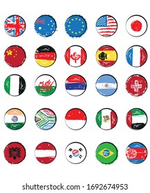 Flag icons made with crayon style