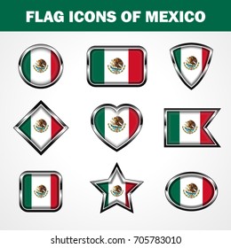 Flag Icons of Mexico Stock vector graphic