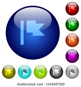 Flag icons on round color glass buttons