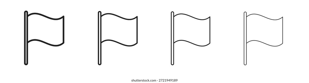 Los iconos de la bandera delinean el diseño de Vector negro. Línea con trazo editable.