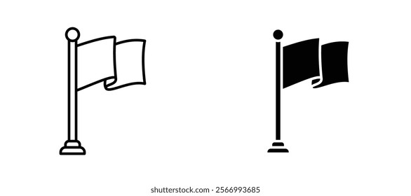 Flag icons in outline and fill. vector illustration for ui.