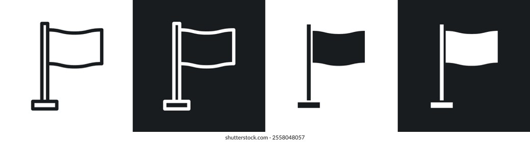 Flag icons pack in black and white filled and outlined versions.