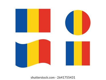 Flag icons of Romania. Romania Official National Flag. Flat Digital Vector Illustration of  Romania Flag and National Emblem. Rectangular  Romania Flag Icon – Standard Size and Colors.

