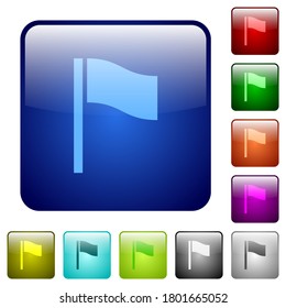 Iconos de marca en el conjunto de botones de brillo de color cuadrado redondeado