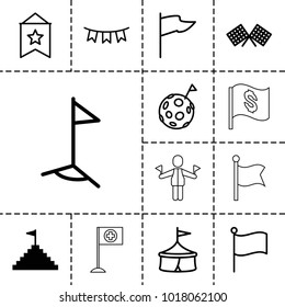 Flag icons. set of 13 editable outline flag icons such as pyramid flag