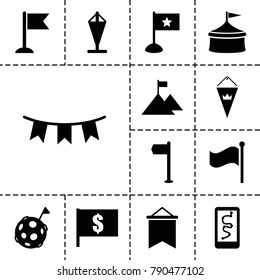 Flag icons. set of 13 editable filled flag icons such as circus