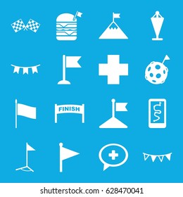 Flag icons set. set of 16 flag filled icons such as medical cross, finish
