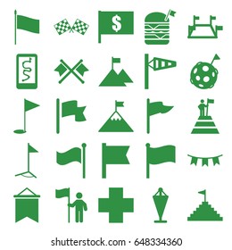 Flag icons set. set of 25 flag filled icons such as wind cone, flag, medical cross, locations