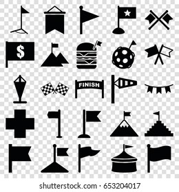 Flag icons set. set of 25 flag filled icons such as wind cone, flag, medical cross, circus