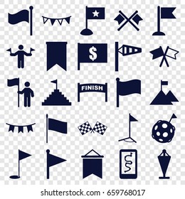 Flag icons set. set of 25 flag filled icons such as man with flags, wind cone, flag, finish