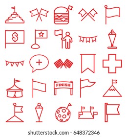 Flag icons set. set of 25 flag outline icons such as flag, medical cross, finish, circus