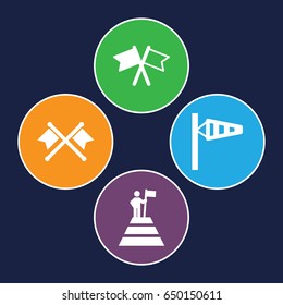 Flag icons set. set of 4 flag filled icons such as wind cone