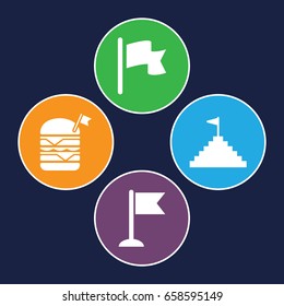 Flag icons set. set of 4 flag filled icons such as