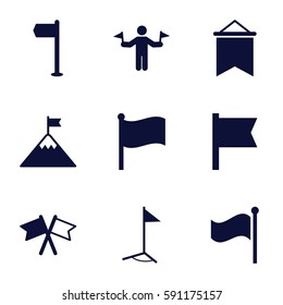 flag icons set. Set of 9 flag filled icons such as 