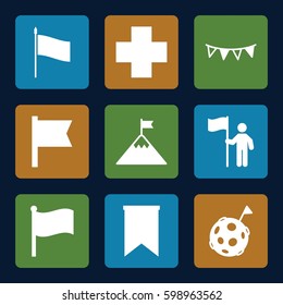 flag icons set. Set of 9 flag filled icons such as 