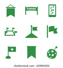 Flag icons set. set of 9 flag filled icons such as locations, finish