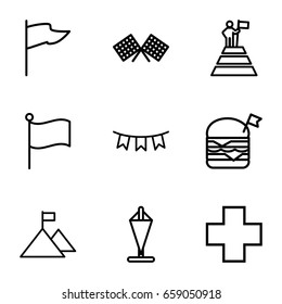Flag icons set. set of 9 flag outline icons such as