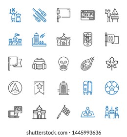 flag icons set. Collection of flag with korean, position, racing, castle, gps, football, letterbox, police box, banner, navigator, maple leaf. Editable and scalable flag icons.