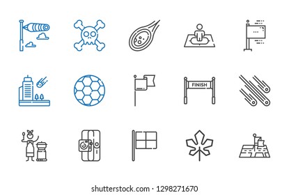 flag icons set. Collection of flag with position, maple leaf, racing, sport, mongolian, meteorites, finish, football, meteorite, flags, skull. Editable and scalable flag icons.