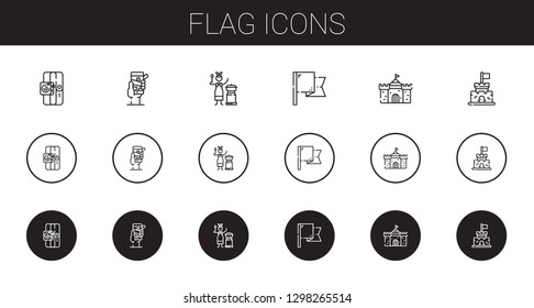flag icons set. Collection of flag with sport, gps, mongolian, castle. Editable and scalable flag icons.