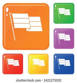 Flag icons set collection vector 6 color isolated on white background