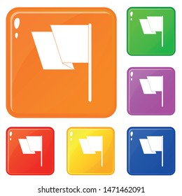Flag icons set collection vector 6 color isolated on white background