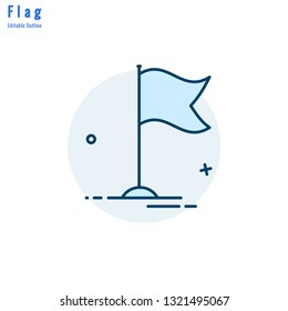 Flag icons set, Competition flag, Business milestone, success, Thin line editable stroke