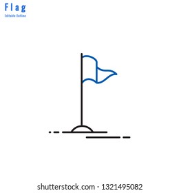 Flag icons set, Competition flag, Business milestone, success, Thin line editable stroke