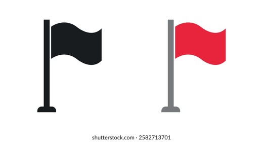 Flag icons set vectors black and colored style