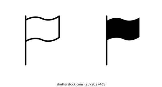 Flag icons. stroke line and black solid icons