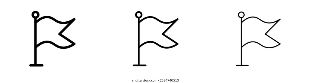 Flag icons in three different stroke lines