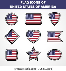 Flag Icons of USA Stock vector graphic