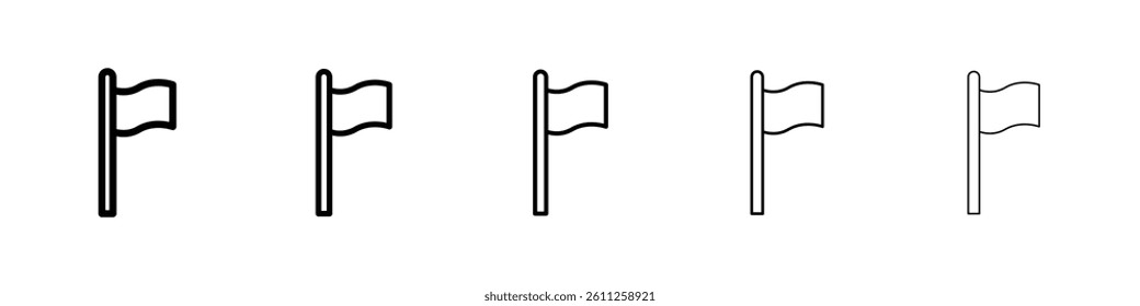 Flag icons vector set in different stroke line style