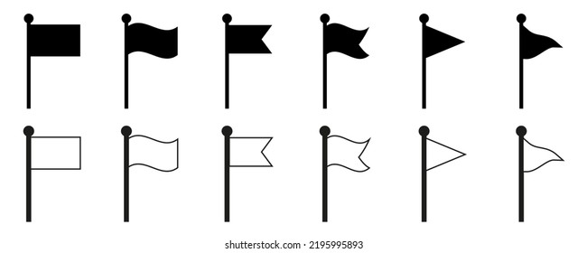 Flag icons vector. Wave flag silhouette collection. Vector illustration eps10